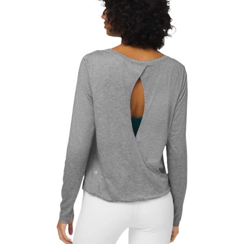 Lulu Wild Twist Long Sleeve In Heathered Core Medium Gray